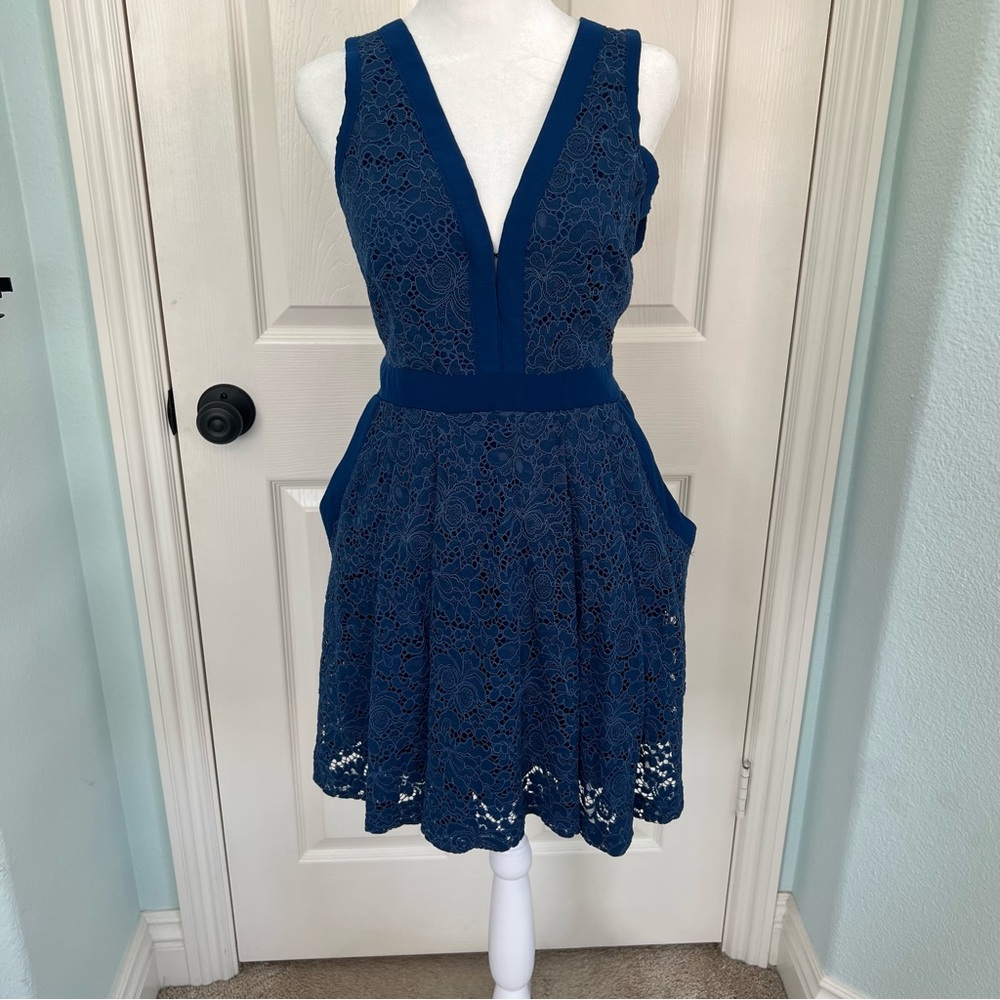 Free People Lovingly In Lace Blue Dress - Picture 9 of 9